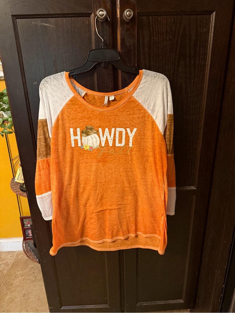 Cato Orange & Cream 'Howdy' Raglan Long Sleeve Tee